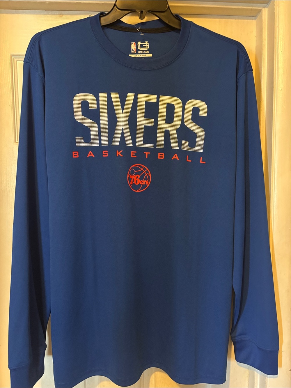 Philadelphia Sixers Blue Long Sleeve Basketball Tee by Ultra Game NWT